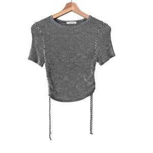 Stretchy Caution to the Wind Striped Crop Top - Size Medium